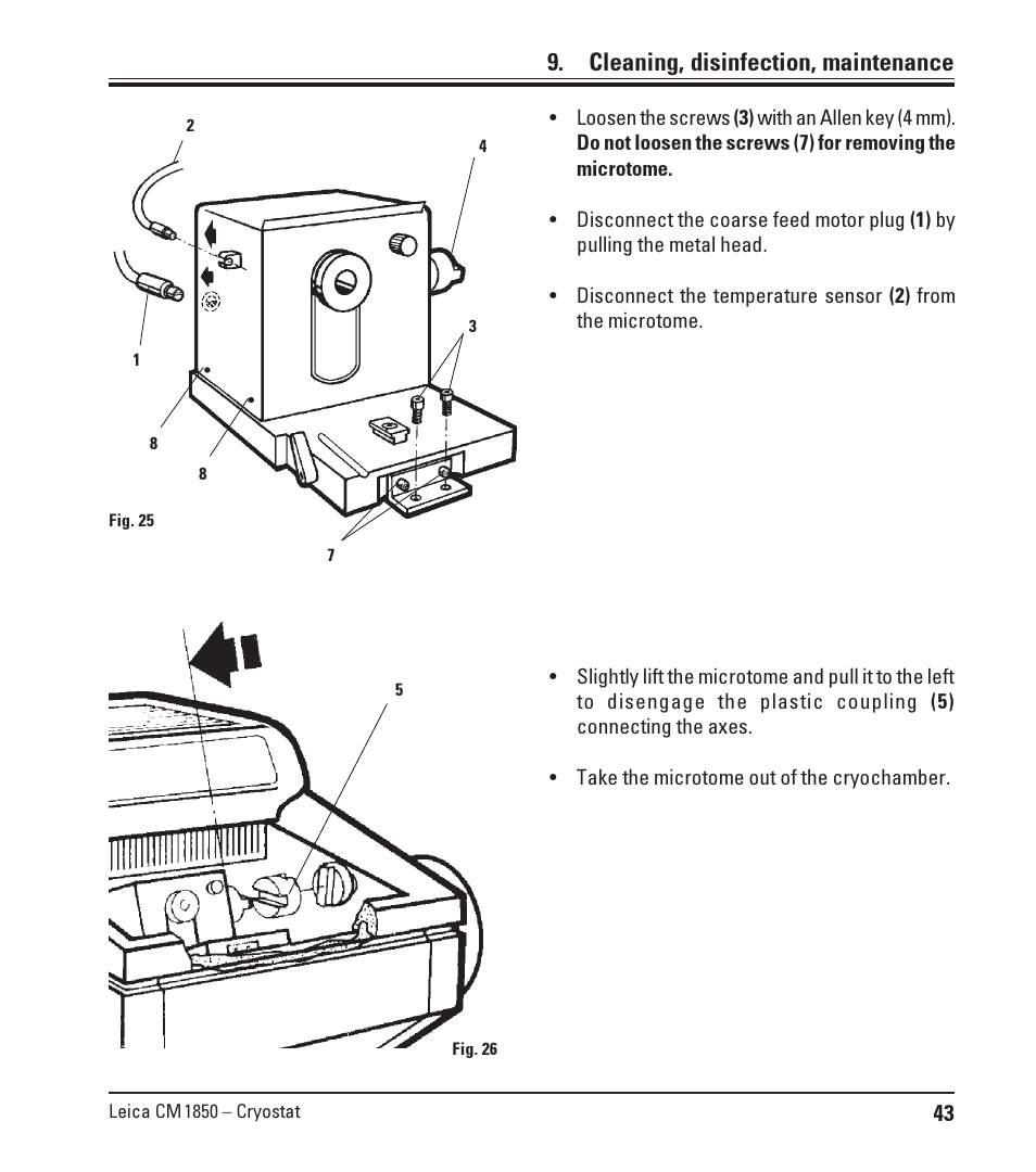 Cleaning, disinfection, maintenance | Leica Biosystems CM1850 UV User Manual | Page 43 / 54