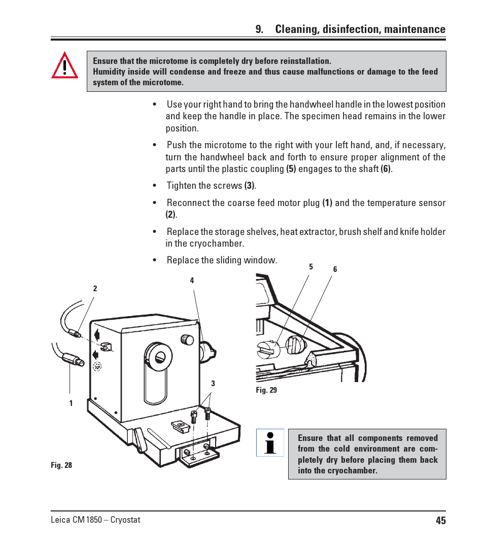 Cleaning, disinfection, maintenance | Leica Biosystems CM1850 UV User Manual | Page 45 / 54