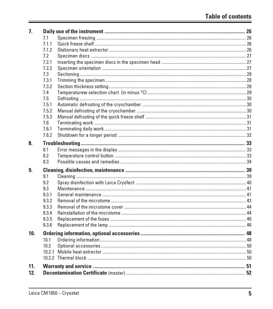 Leica Biosystems CM1850 UV User Manual | Page 5 / 54