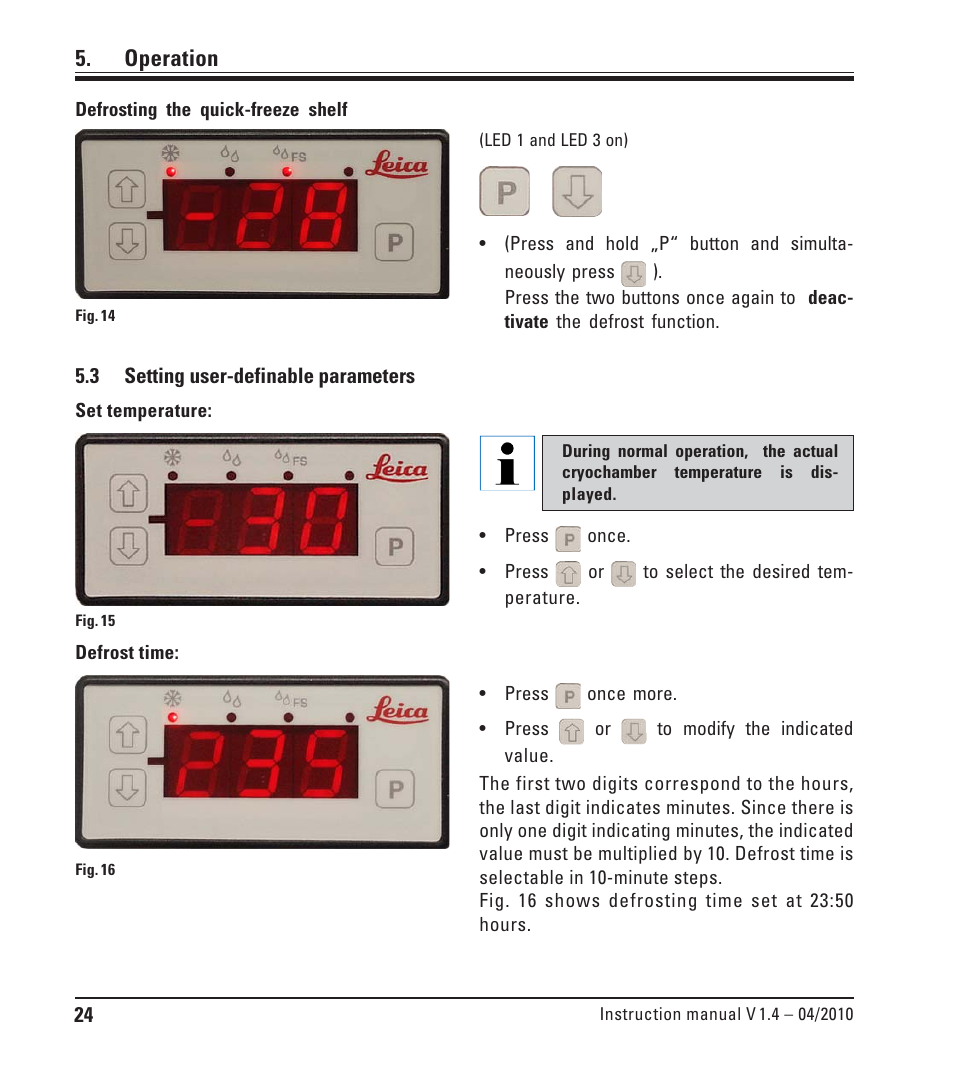 3 setting user-definable parameters, Setting user-definable parameters, Operation | Leica Biosystems CM1510-S User Manual | Page 24 / 56