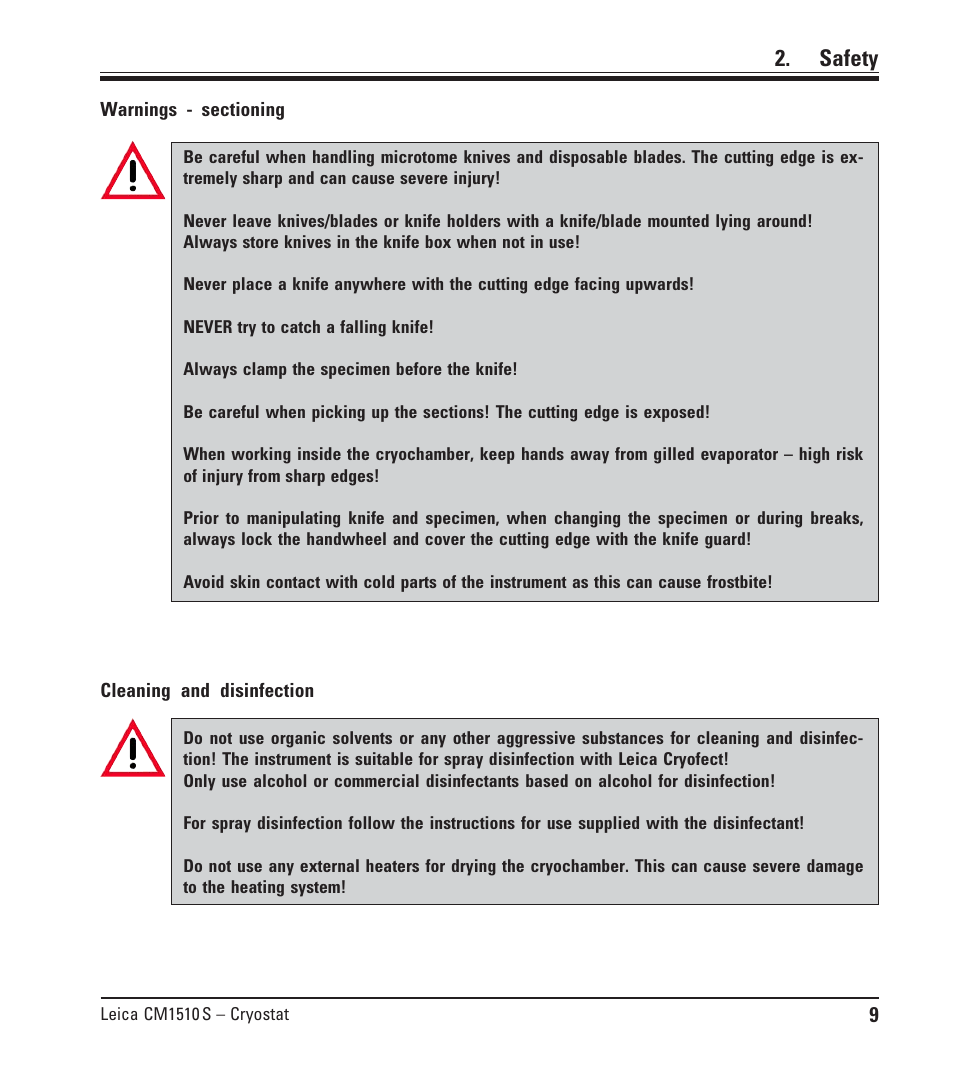 Safety | Leica Biosystems CM1510-S User Manual | Page 9 / 56