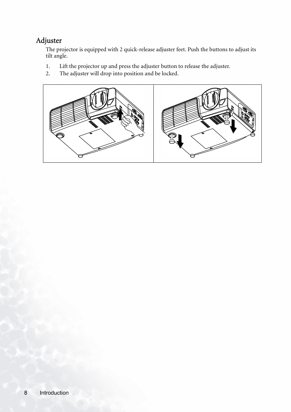 Adjuster | BenQ PB8120 User Manual | Page 12 / 38