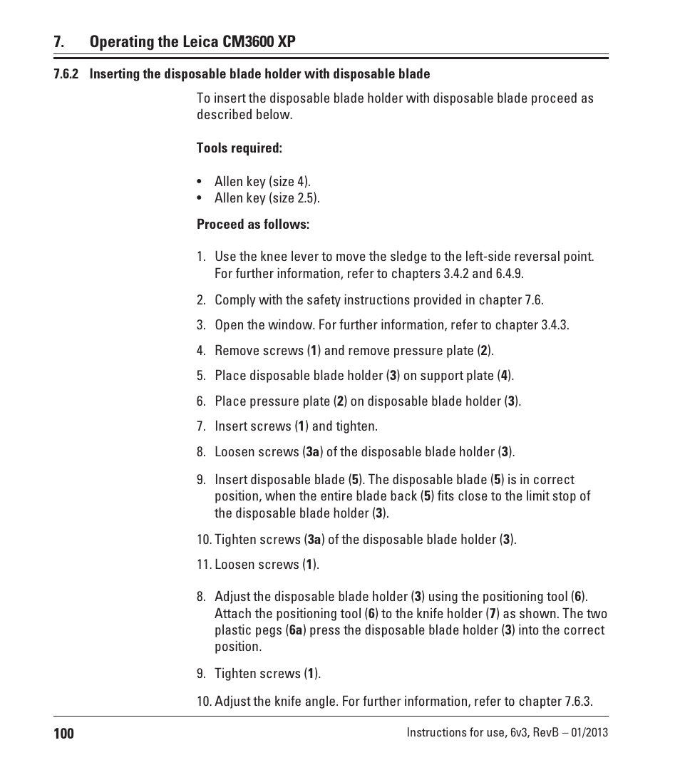 Operating the leica cm3600 xp | Leica Biosystems CM3600 XP User Manual | Page 100 / 114