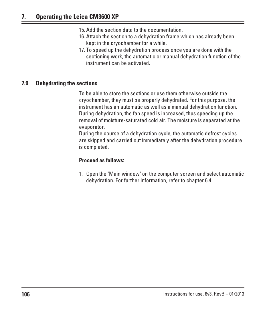 9 dehydrating the sections | Leica Biosystems CM3600 XP User Manual | Page 106 / 114