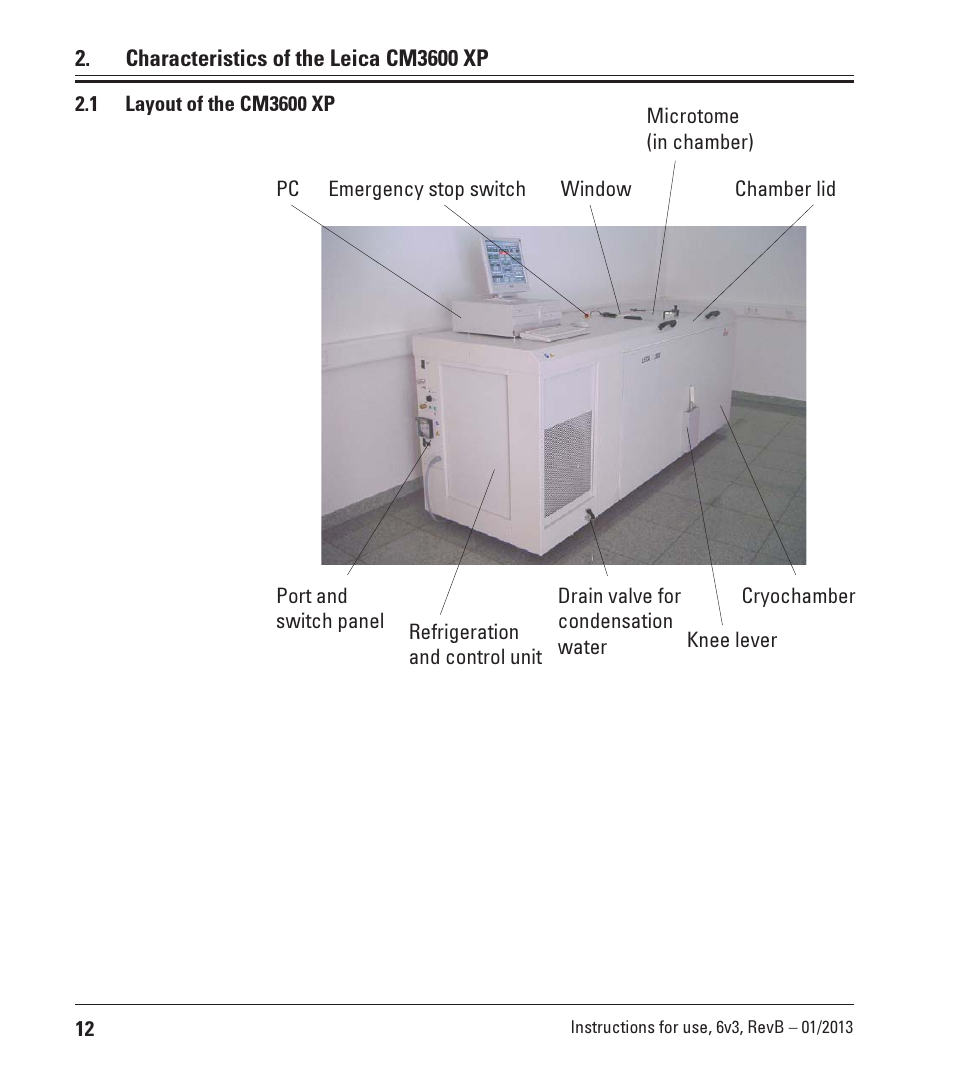 Characteristics of the leica cm3600 xp, 1 layout of the cm3600 xp | Leica Biosystems CM3600 XP User Manual | Page 12 / 114