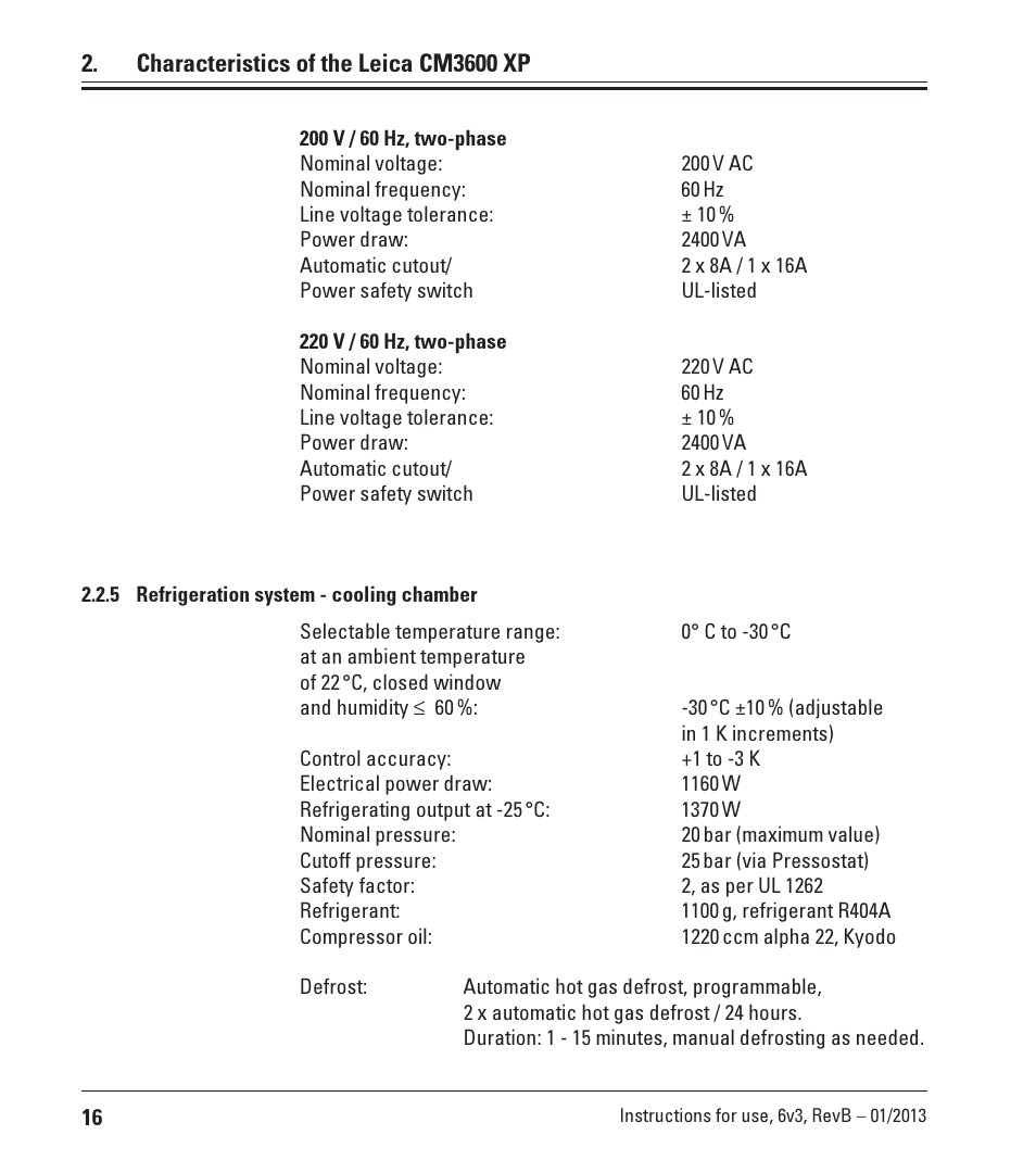 5 refrigeration system - cooling chamber, Refrigeration system - cooling chamber, Characteristics of the leica cm3600 xp | Leica Biosystems CM3600 XP User Manual | Page 16 / 114