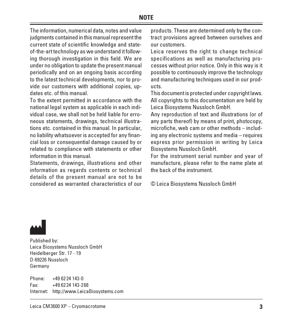Leica Biosystems CM3600 XP User Manual | Page 3 / 114