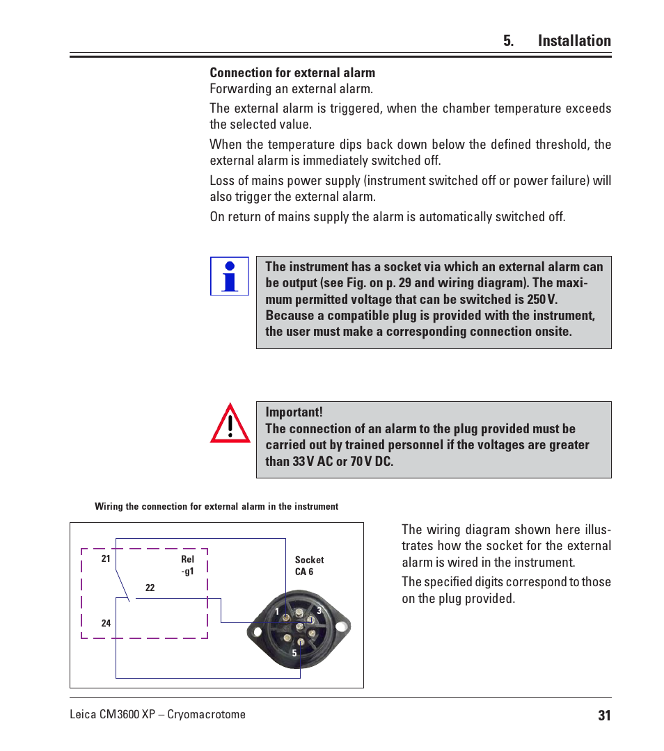 Installation | Leica Biosystems CM3600 XP User Manual | Page 31 / 114