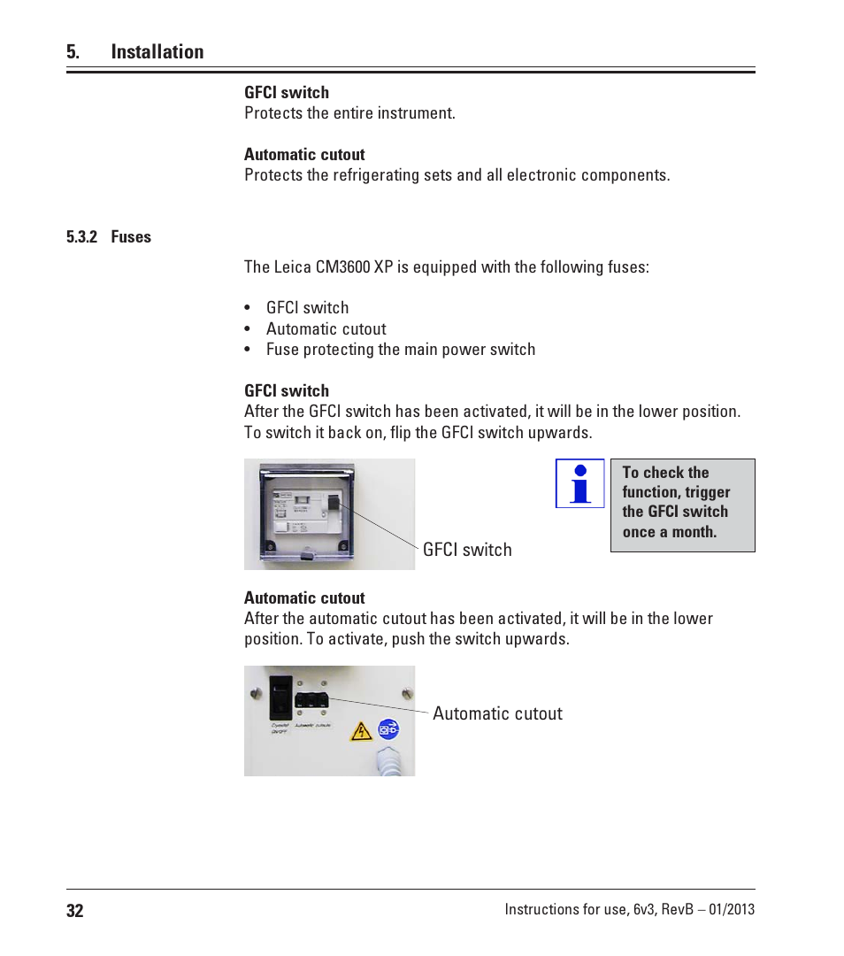 2 fuses, Fuses | Leica Biosystems CM3600 XP User Manual | Page 32 / 114