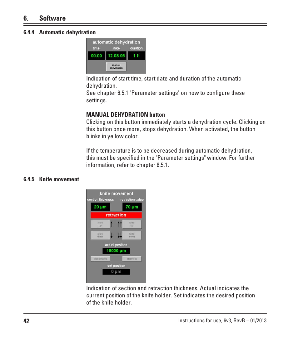 4 automatic dehydration, 5 knife movement, Automatic dehydration | Knife movement | Leica Biosystems CM3600 XP User Manual | Page 42 / 114