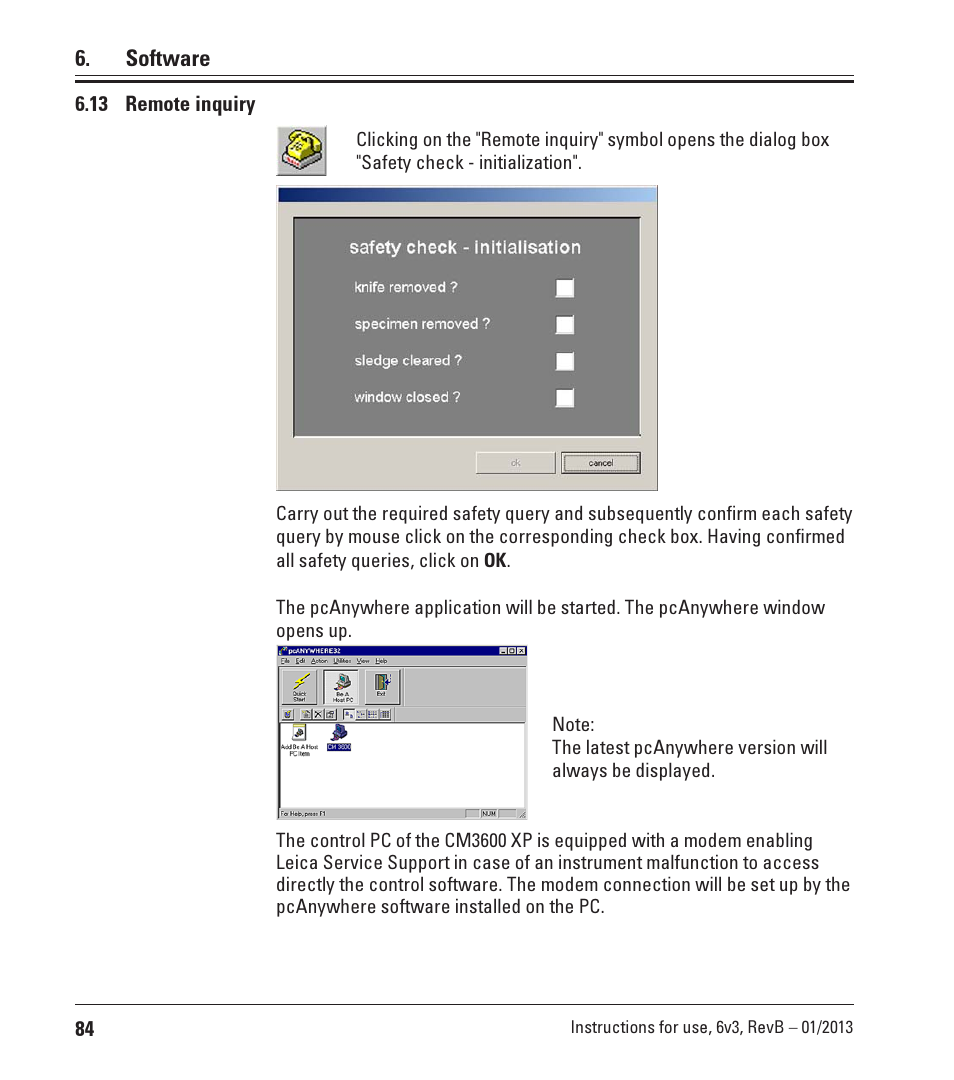13 remote inquiry | Leica Biosystems CM3600 XP User Manual | Page 84 / 114