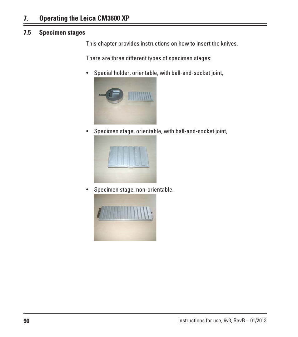 5 specimen stages | Leica Biosystems CM3600 XP User Manual | Page 90 / 114