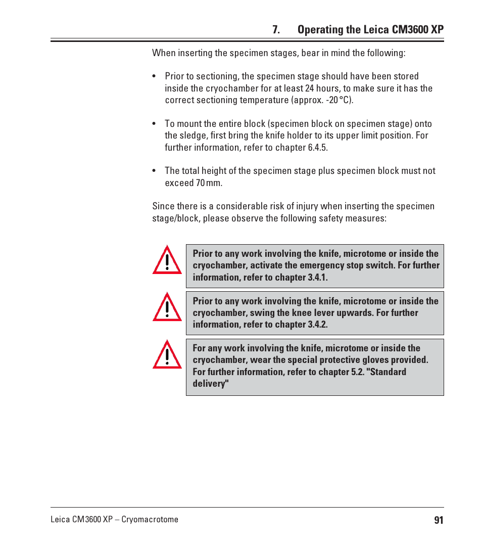 Operating the leica cm3600 xp | Leica Biosystems CM3600 XP User Manual | Page 91 / 114