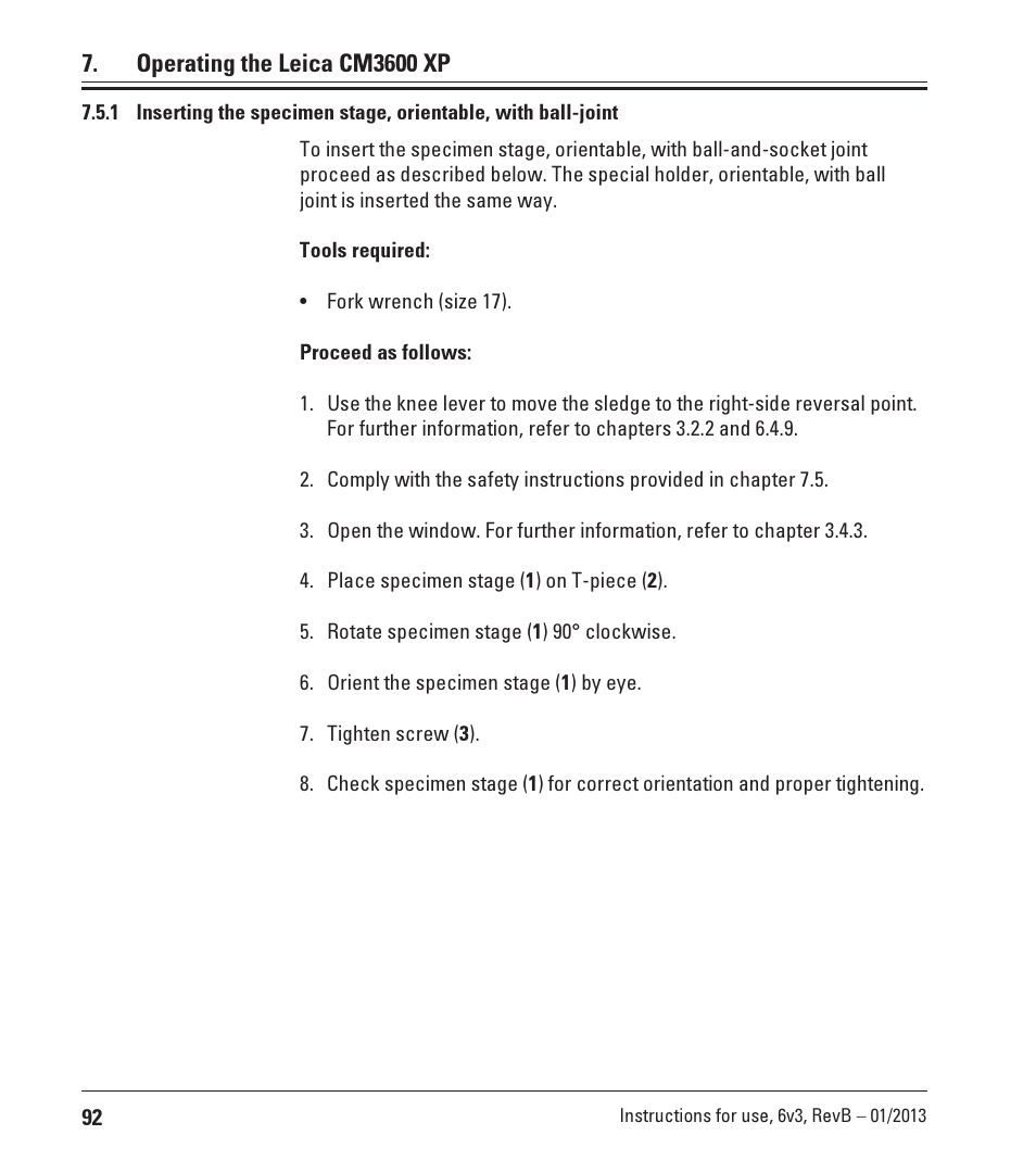 Operating the leica cm3600 xp | Leica Biosystems CM3600 XP User Manual | Page 92 / 114