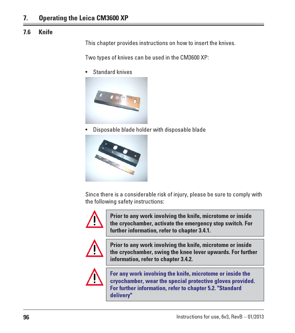 6 knife | Leica Biosystems CM3600 XP User Manual | Page 96 / 114