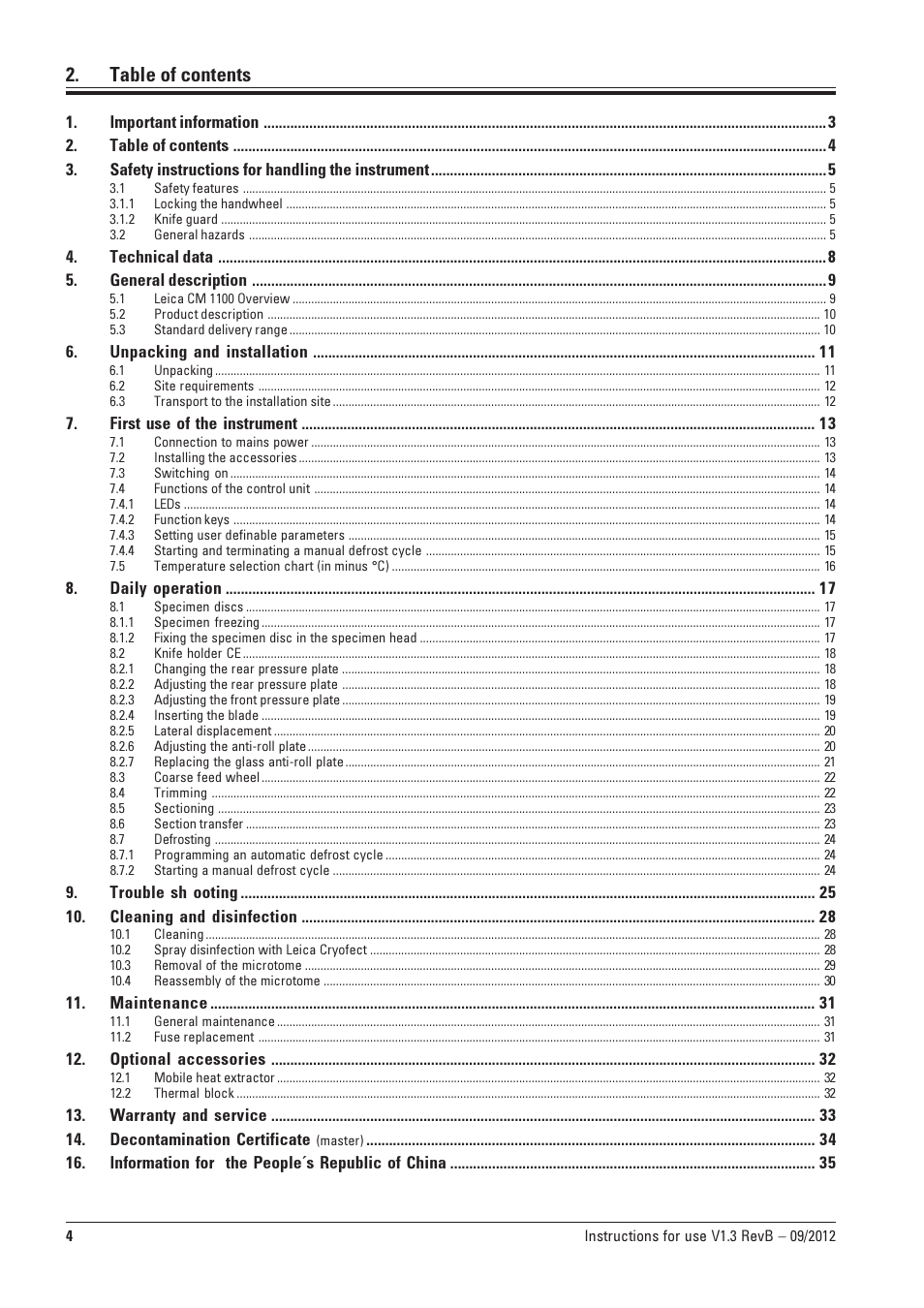 Leica Biosystems CM1100 User Manual | Page 4 / 36