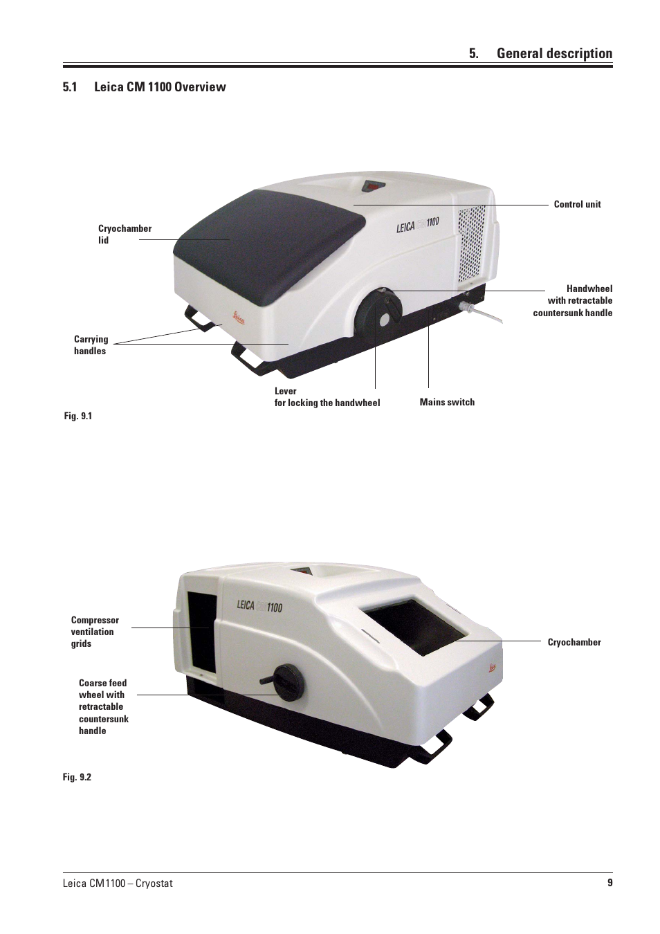 General description, 1 leica cm 1100 overview, Leica cm 1100 overview | Leica Biosystems CM1100 User Manual | Page 9 / 36