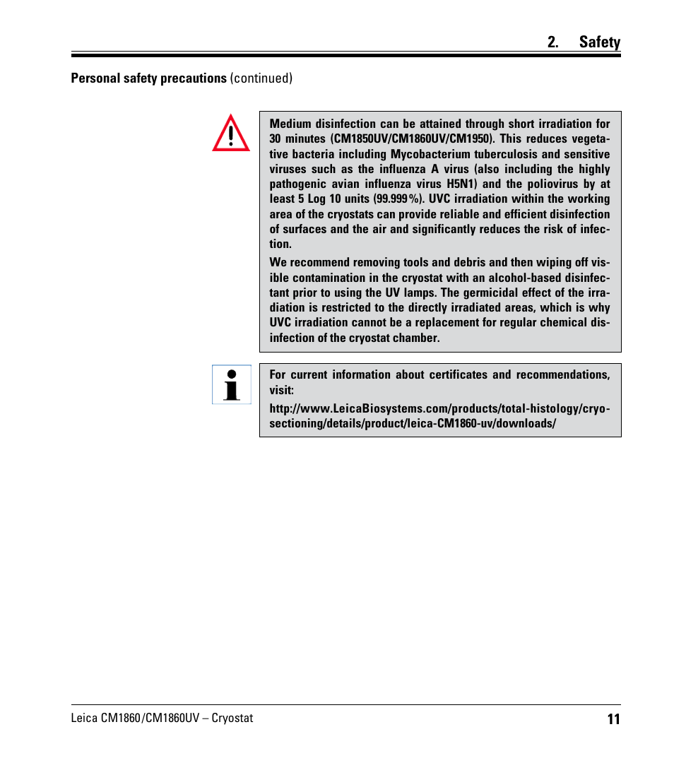 Safety | Leica Biosystems CM1860/CM1860 UV User Manual | Page 11 / 98