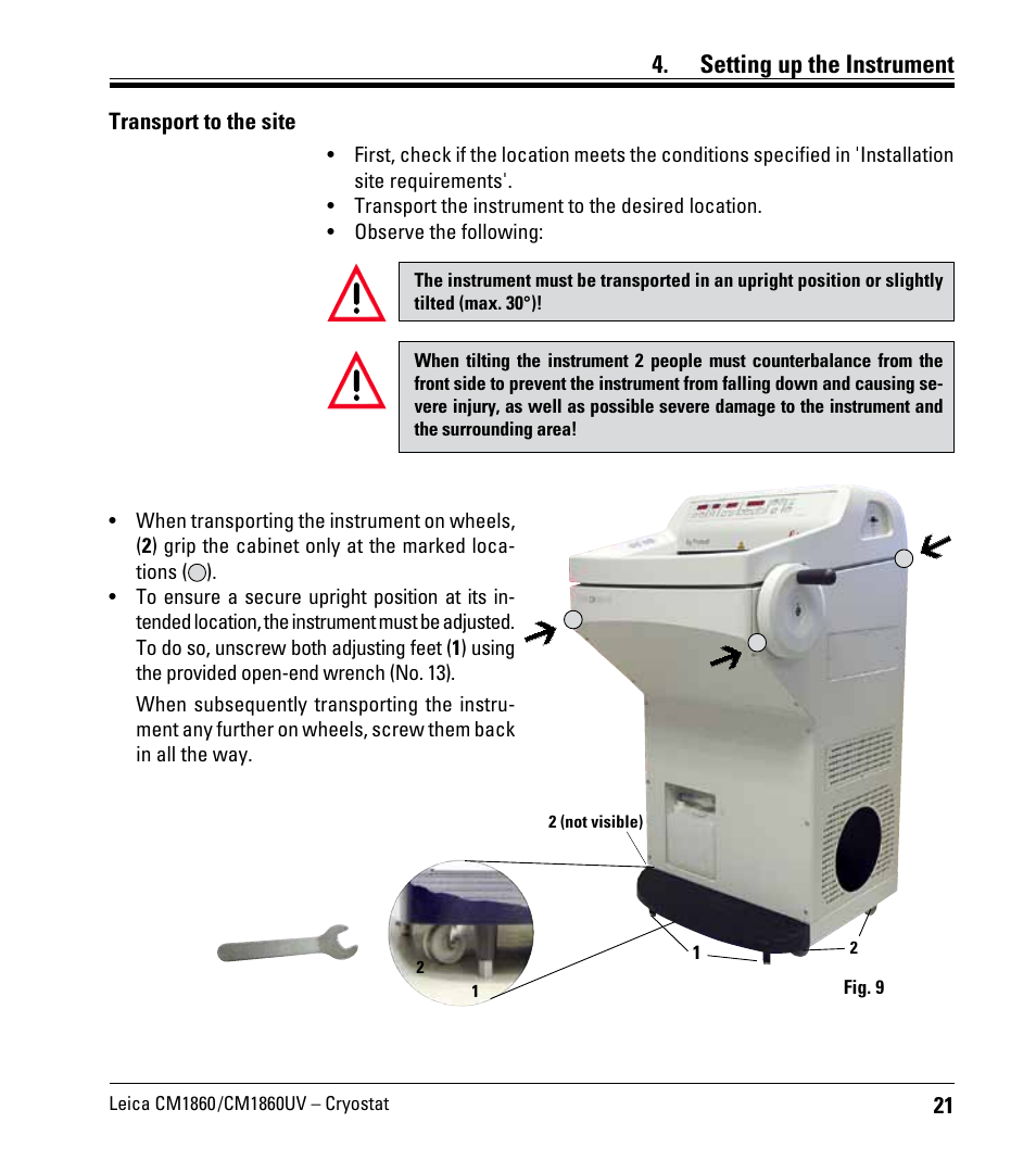 Setting up the instrument | Leica Biosystems CM1860/CM1860 UV User Manual | Page 21 / 98