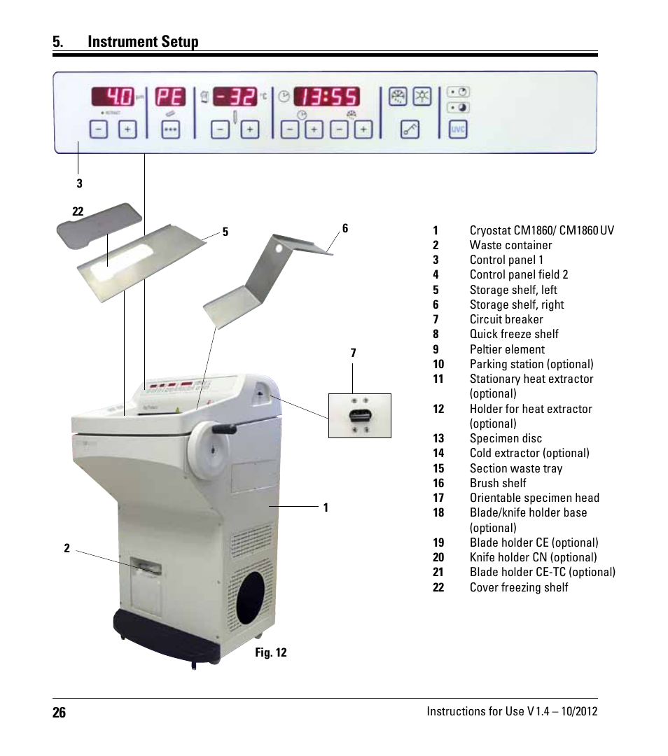 Instrument setup | Leica Biosystems CM1860/CM1860 UV User Manual | Page 26 / 98