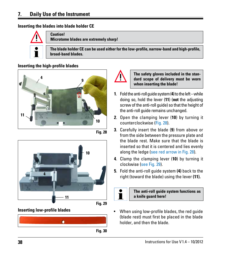 Daily use of the instrument | Leica Biosystems CM1860/CM1860 UV User Manual | Page 38 / 98