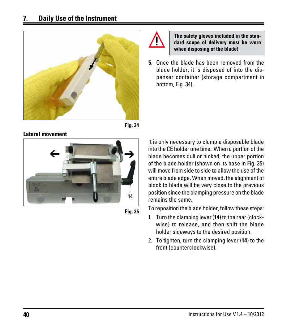 Daily use of the instrument | Leica Biosystems CM1860/CM1860 UV User Manual | Page 40 / 98