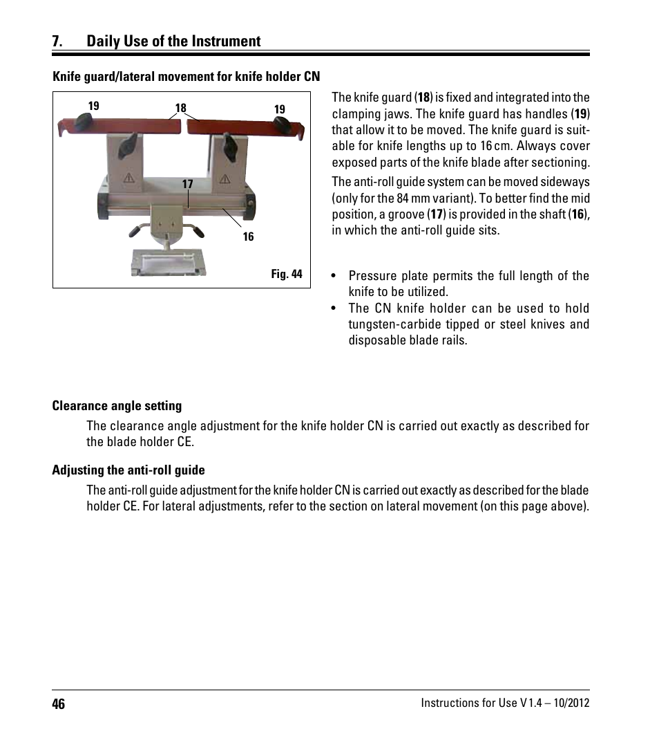 Daily use of the instrument | Leica Biosystems CM1860/CM1860 UV User Manual | Page 46 / 98