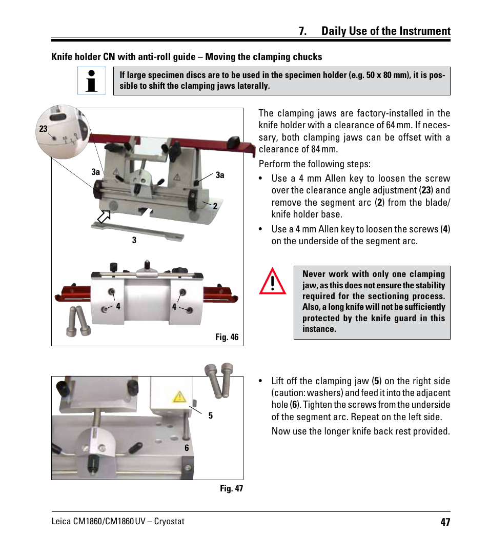 Daily use of the instrument | Leica Biosystems CM1860/CM1860 UV User Manual | Page 47 / 98