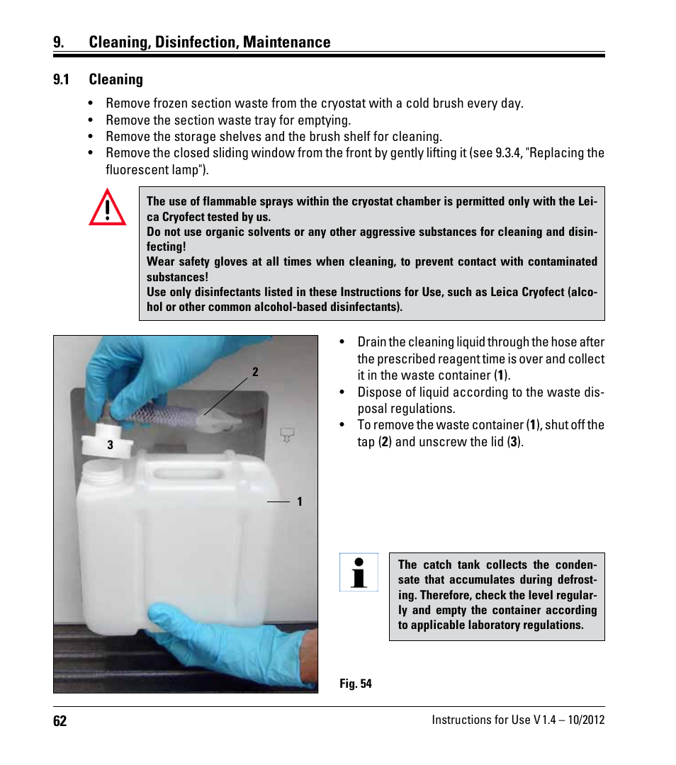 Cleaning, disinfection, maintenance, 1 cleaning | Leica Biosystems CM1860/CM1860 UV User Manual | Page 62 / 98