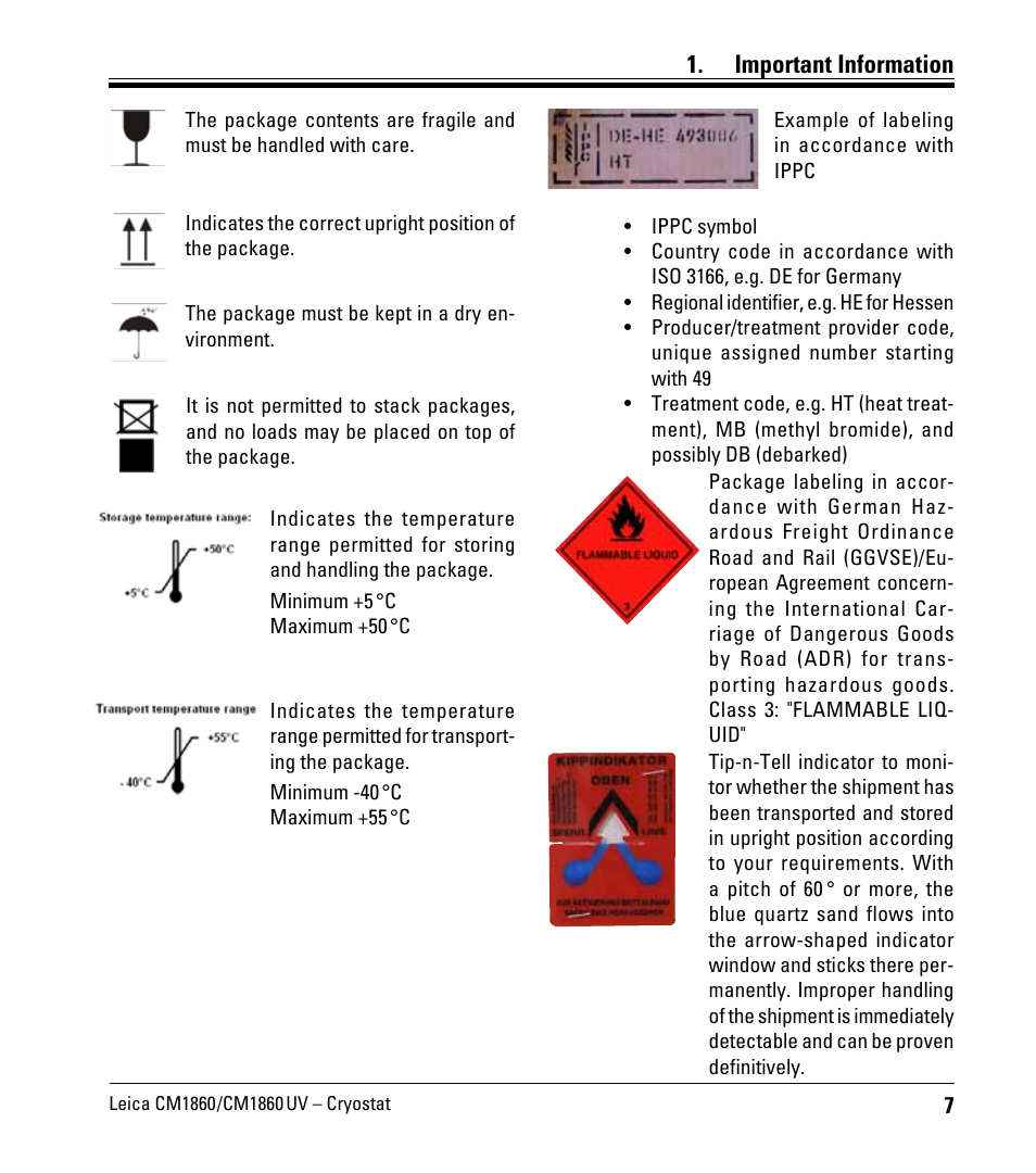 Important information | Leica Biosystems CM1860/CM1860 UV User Manual | Page 7 / 98