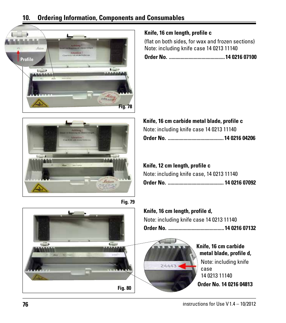 Ordering information, components and consumables | Leica Biosystems CM1860/CM1860 UV User Manual | Page 76 / 98