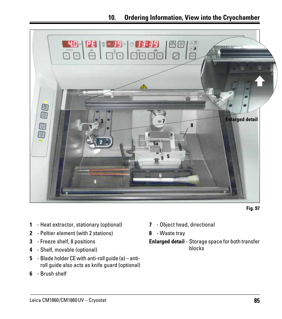 Ordering information, view into the cryochamber | Leica Biosystems CM1860/CM1860 UV User Manual | Page 85 / 98