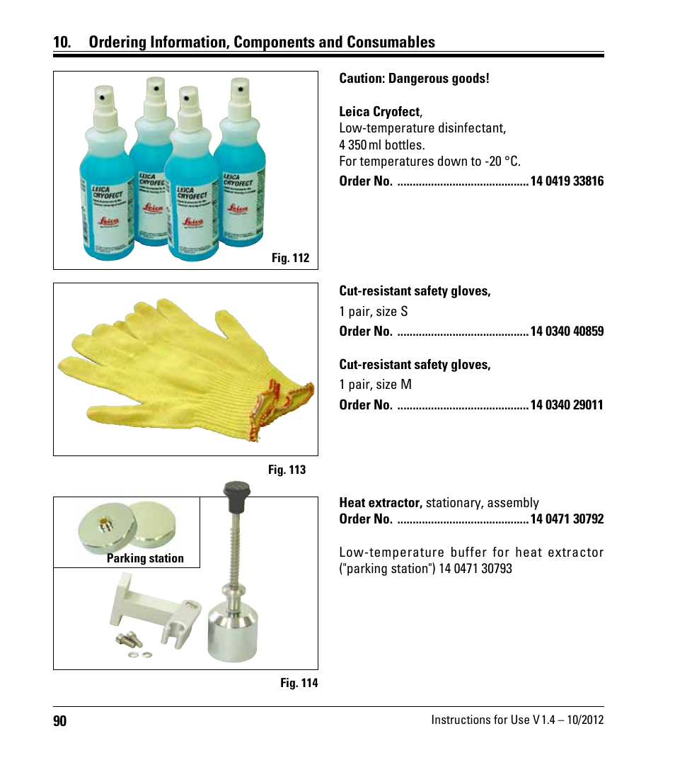 Ordering information, components and consumables | Leica Biosystems CM1860/CM1860 UV User Manual | Page 90 / 98