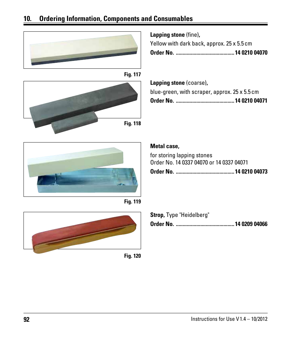 Ordering information, components and consumables | Leica Biosystems CM1860/CM1860 UV User Manual | Page 92 / 98