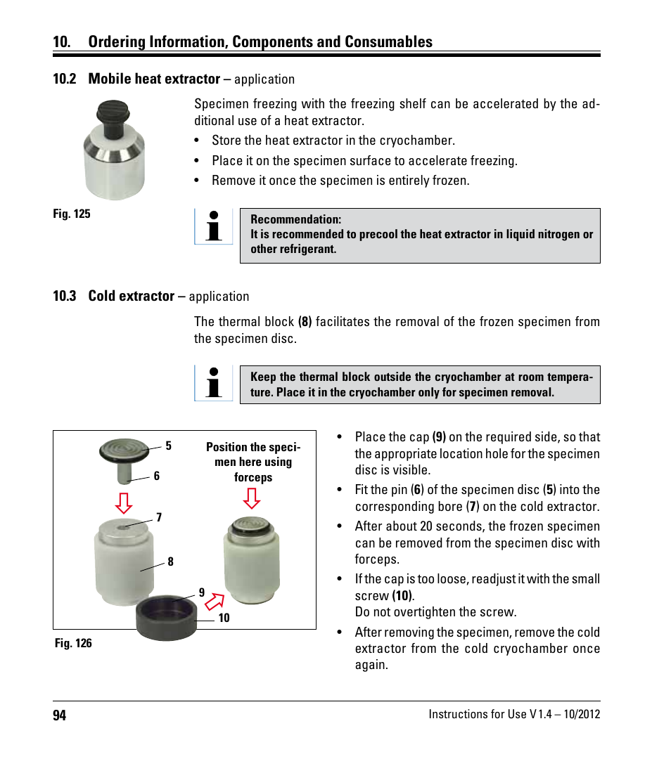 2 mobile heat extractor – application, 3 cold extractor – application, 2 mobile heat extractor | Application, 3 cold extractor | Leica Biosystems CM1860/CM1860 UV User Manual | Page 94 / 98