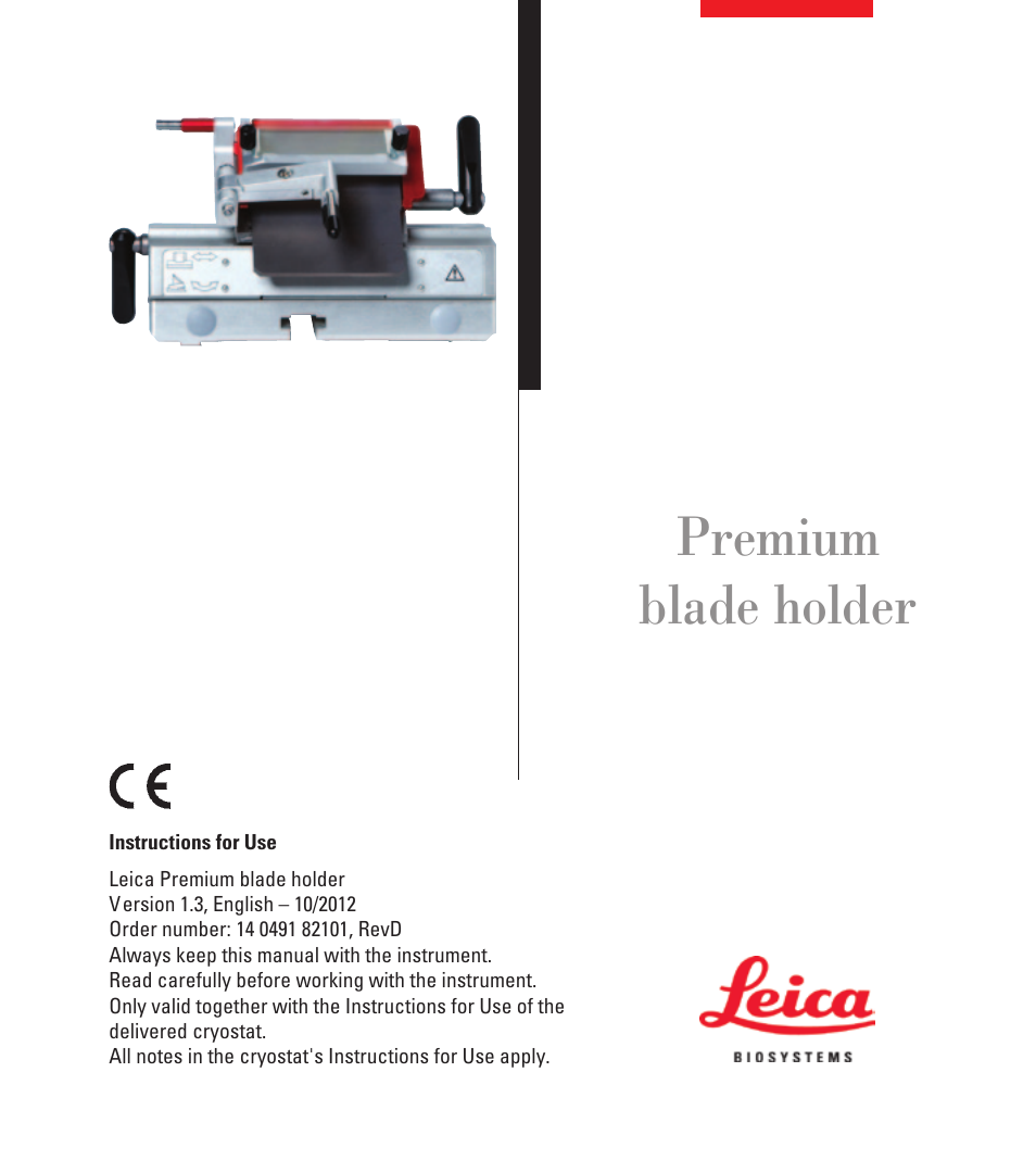Leica Biosystems Premium blade holder User Manual | 14 pages