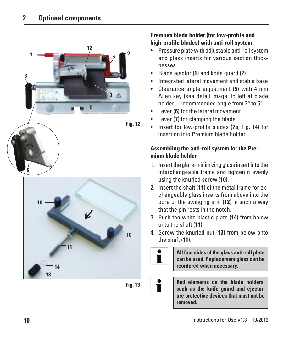 Optional components | Leica Biosystems Premium blade holder User Manual | Page 10 / 14