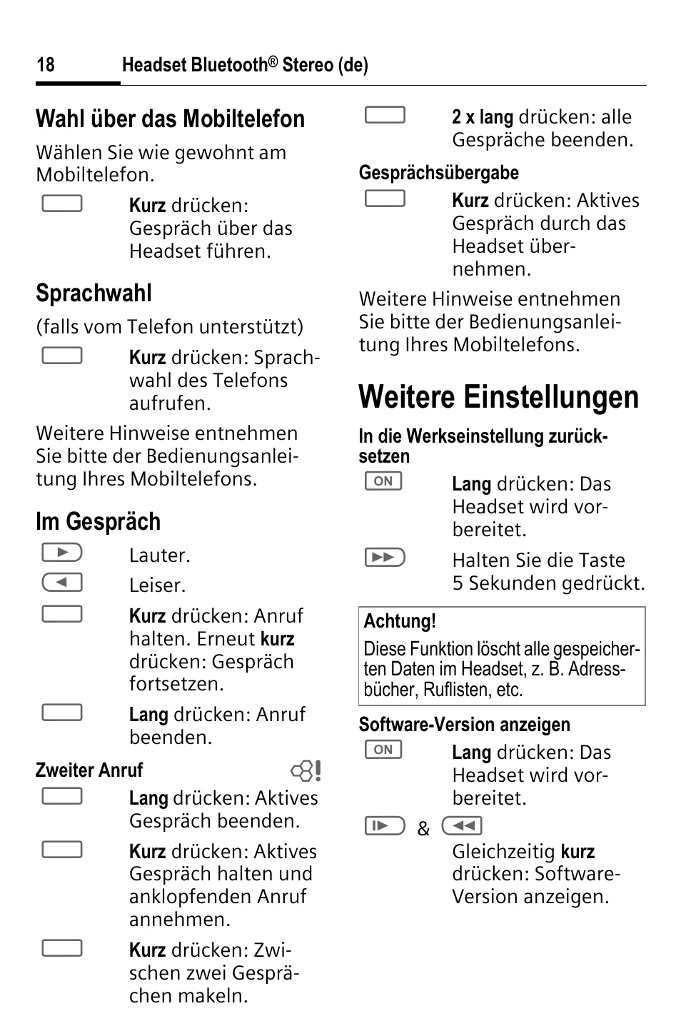 Weitere einstellungen, Wahl über das mobiltelefon, Sprachwahl | Im gespräch | BenQ HHB-750 User Manual | Page 19 / 105