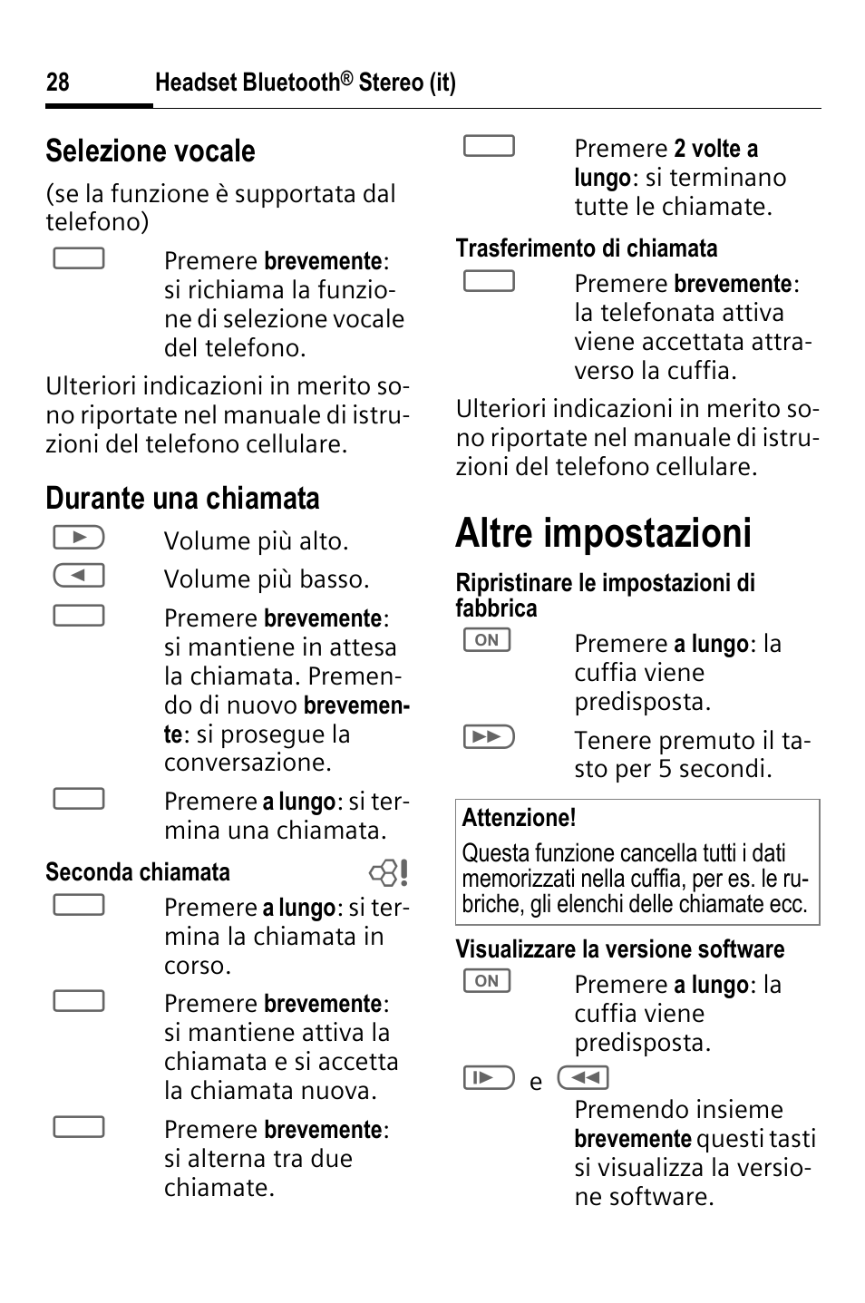 Altre impostazioni, Selezione vocale, Durante una chiamata | BenQ HHB-750 User Manual | Page 29 / 105