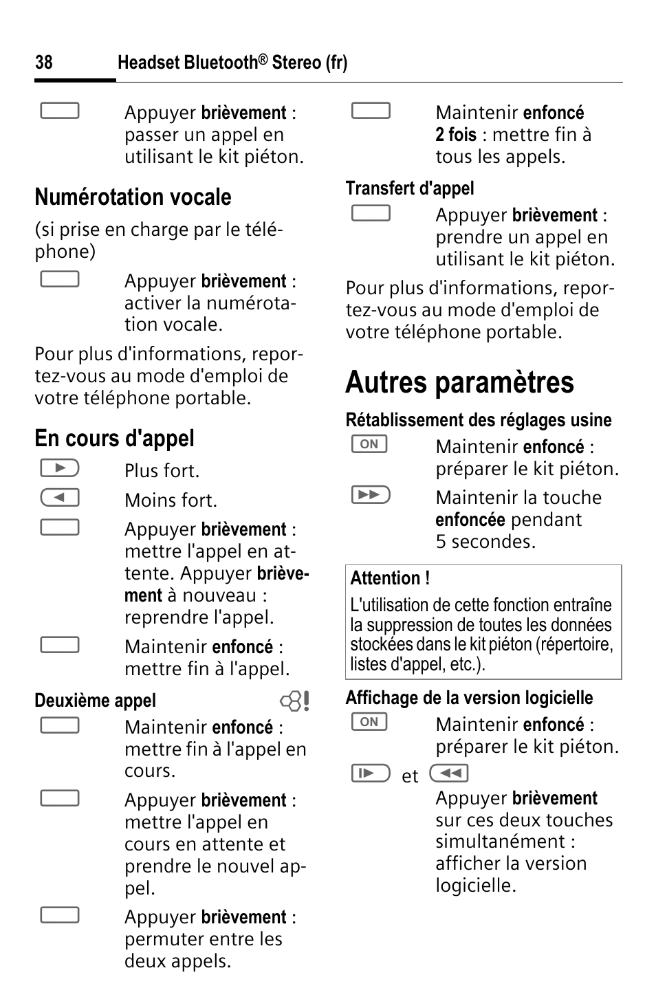 Autres paramètres, Numérotation vocale, En cours d'appel | BenQ HHB-750 User Manual | Page 39 / 105