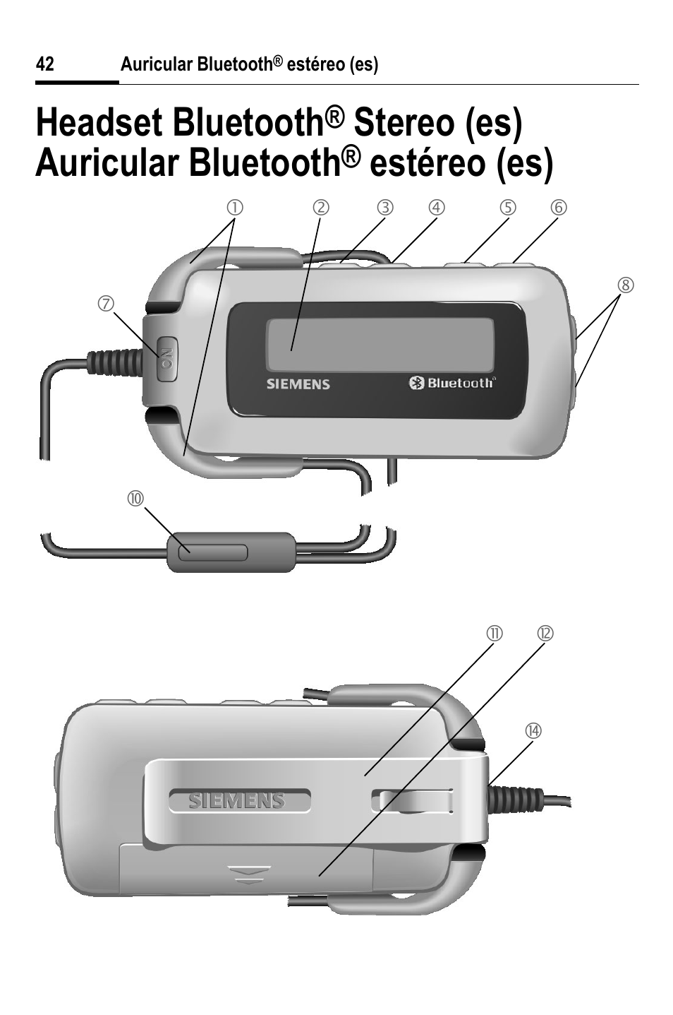 Headset bluetooth® stereo (es), Headset bluetooth, Stereo (es) auricular bluetooth | Estéreo (es) | BenQ HHB-750 User Manual | Page 43 / 105