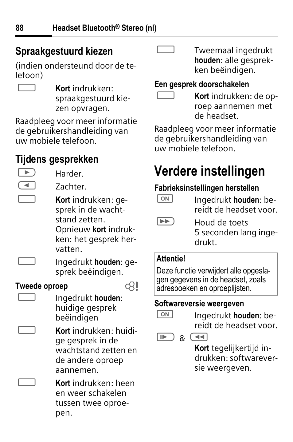 Verdere instellingen, Spraakgestuurd kiezen, Tijdens gesprekken | BenQ HHB-750 User Manual | Page 89 / 105