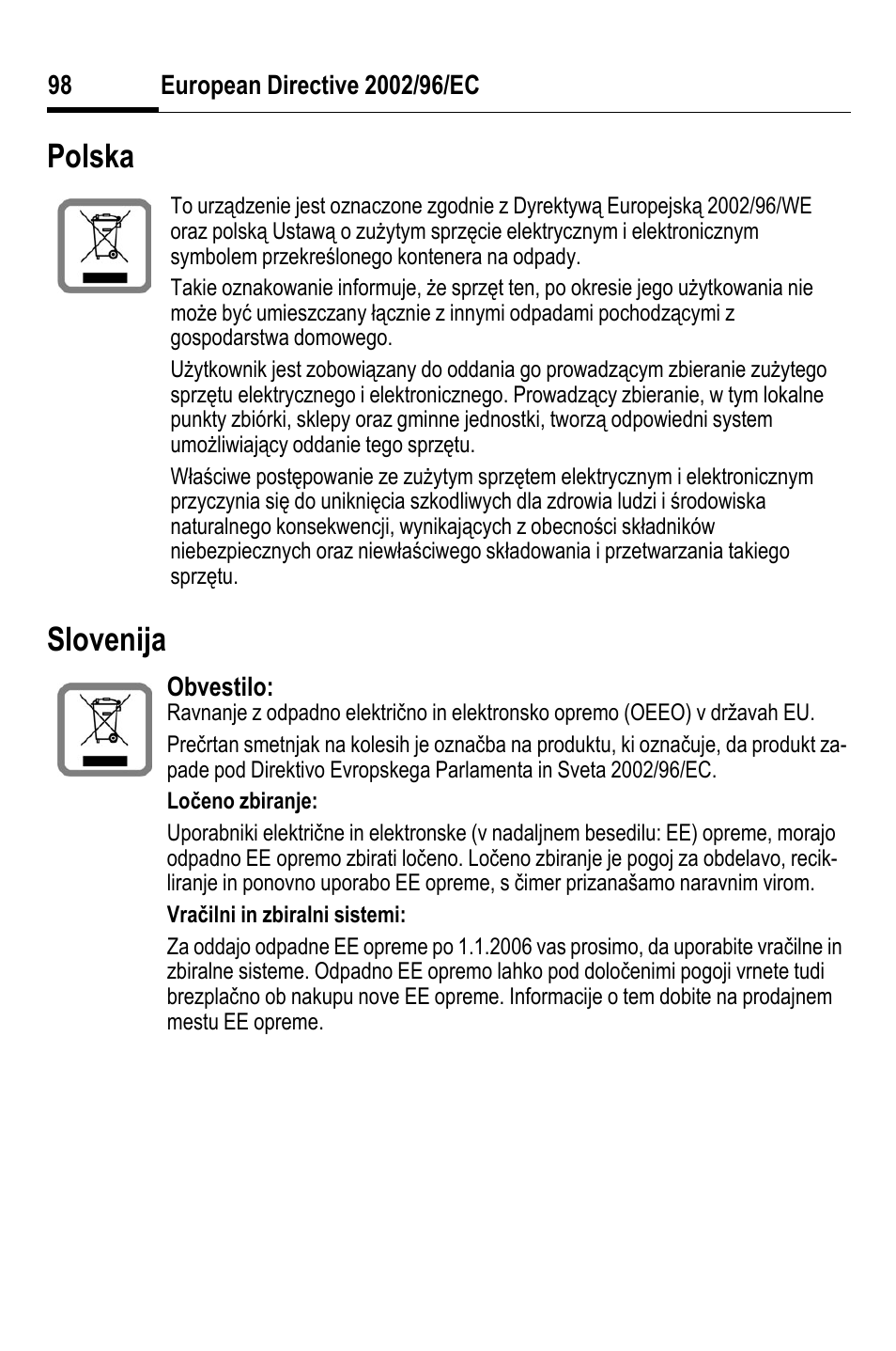 Polska slovenija | BenQ HHB-750 User Manual | Page 99 / 105