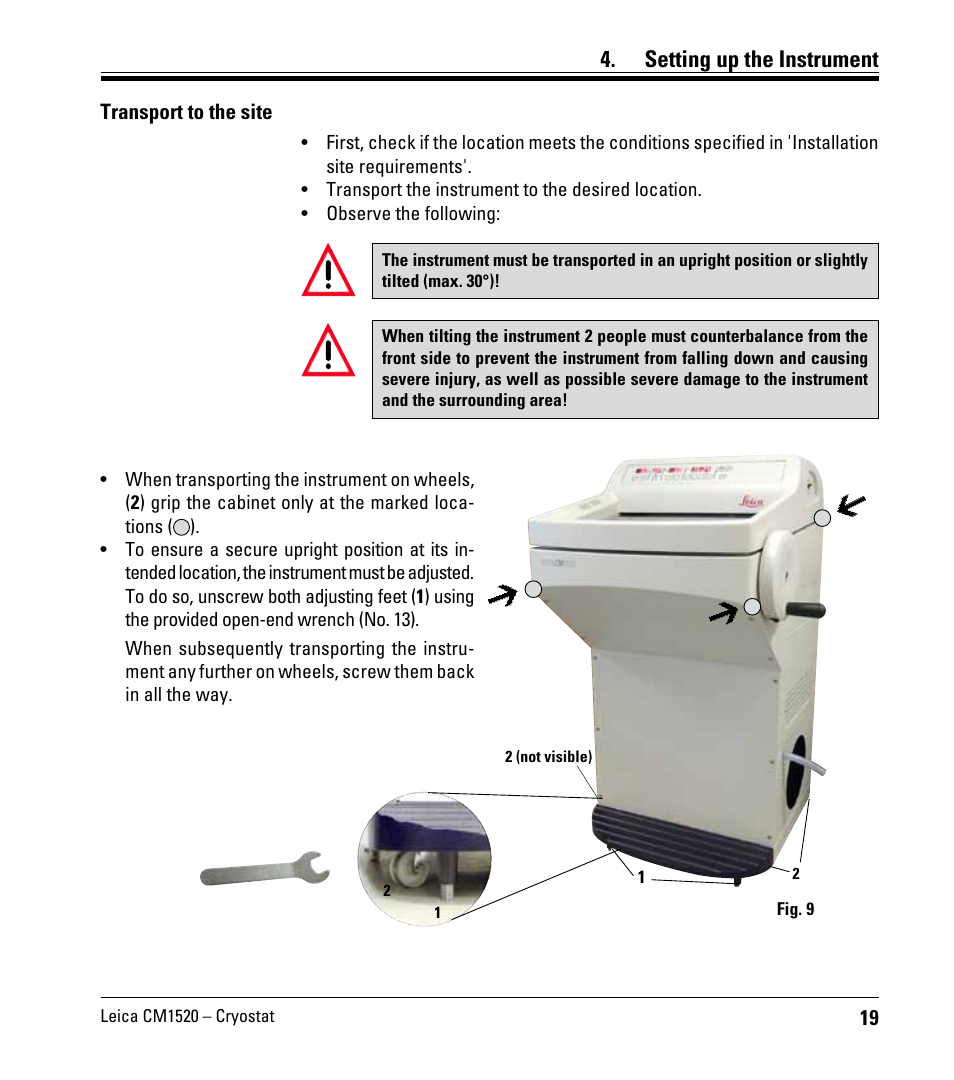 Setting up the instrument | Leica Biosystems CM1520 User Manual | Page 19 / 92