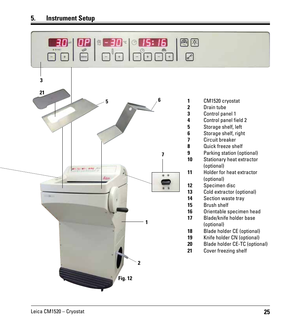 Instrument setup | Leica Biosystems CM1520 User Manual | Page 25 / 92