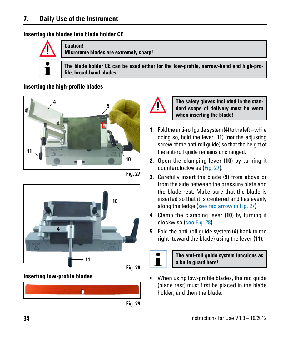 Daily use of the instrument | Leica Biosystems CM1520 User Manual | Page 34 / 92