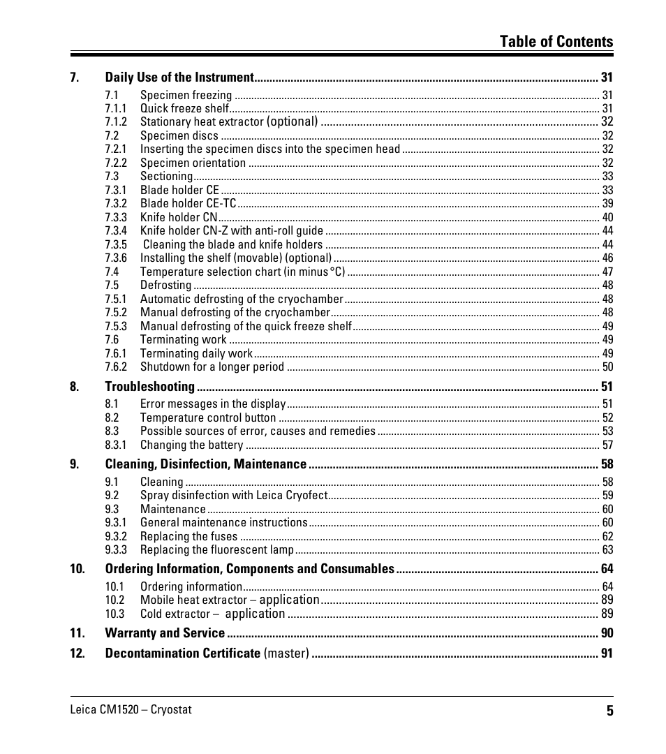 Leica Biosystems CM1520 User Manual | Page 5 / 92