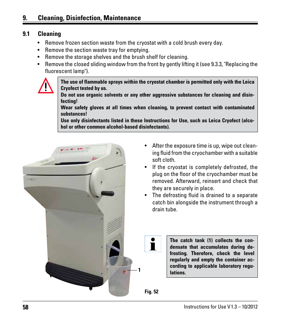 Cleaning, disinfection, maintenance, 1 cleaning | Leica Biosystems CM1520 User Manual | Page 58 / 92