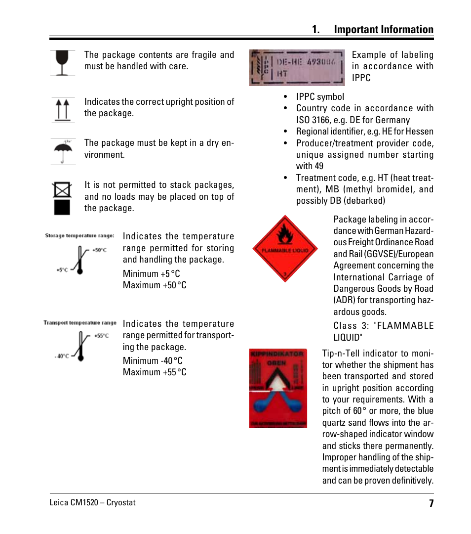 Important information | Leica Biosystems CM1520 User Manual | Page 7 / 92