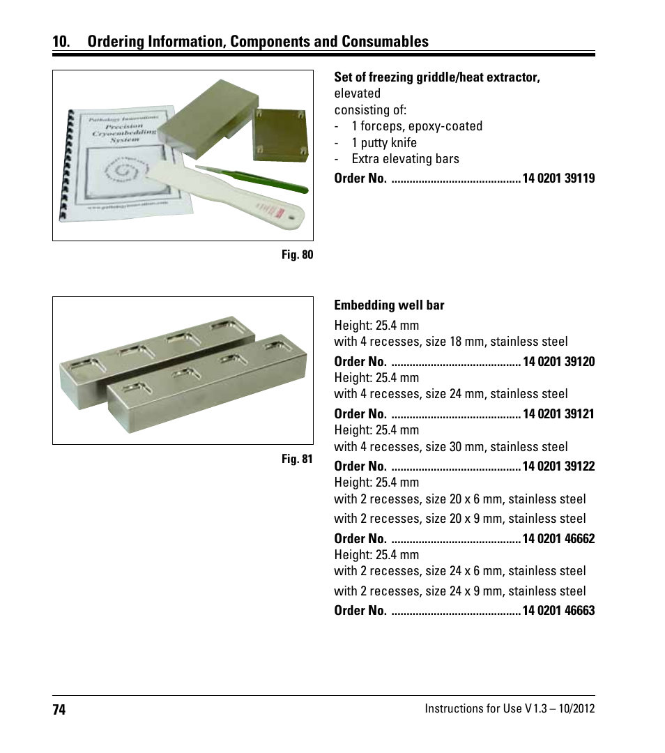 Ordering information, components and consumables | Leica Biosystems CM1520 User Manual | Page 74 / 92